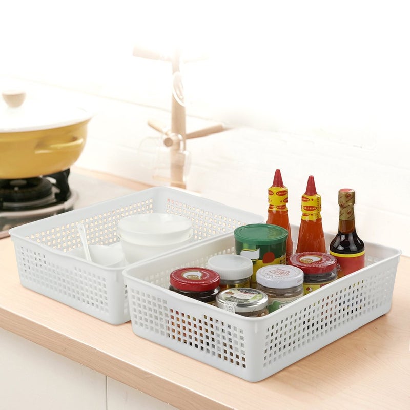 Lesbin Plastic Storage Trays Baskets/Organizing Baskets, 13.2 Inches x 9.6 Inches x 3.6 Inches, Set of 6 (White) - Image 5